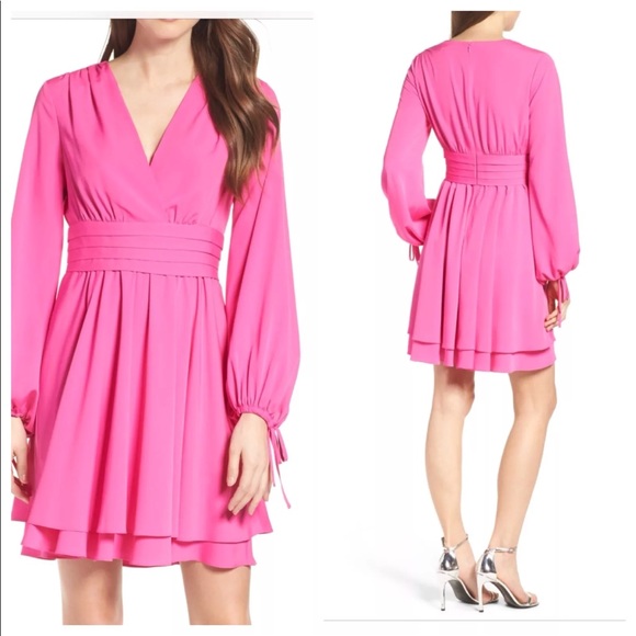 fuschia fit and flare dress